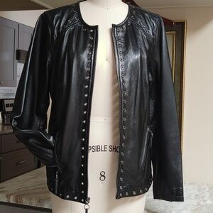 Bradley Black Leather Jacket Size PL